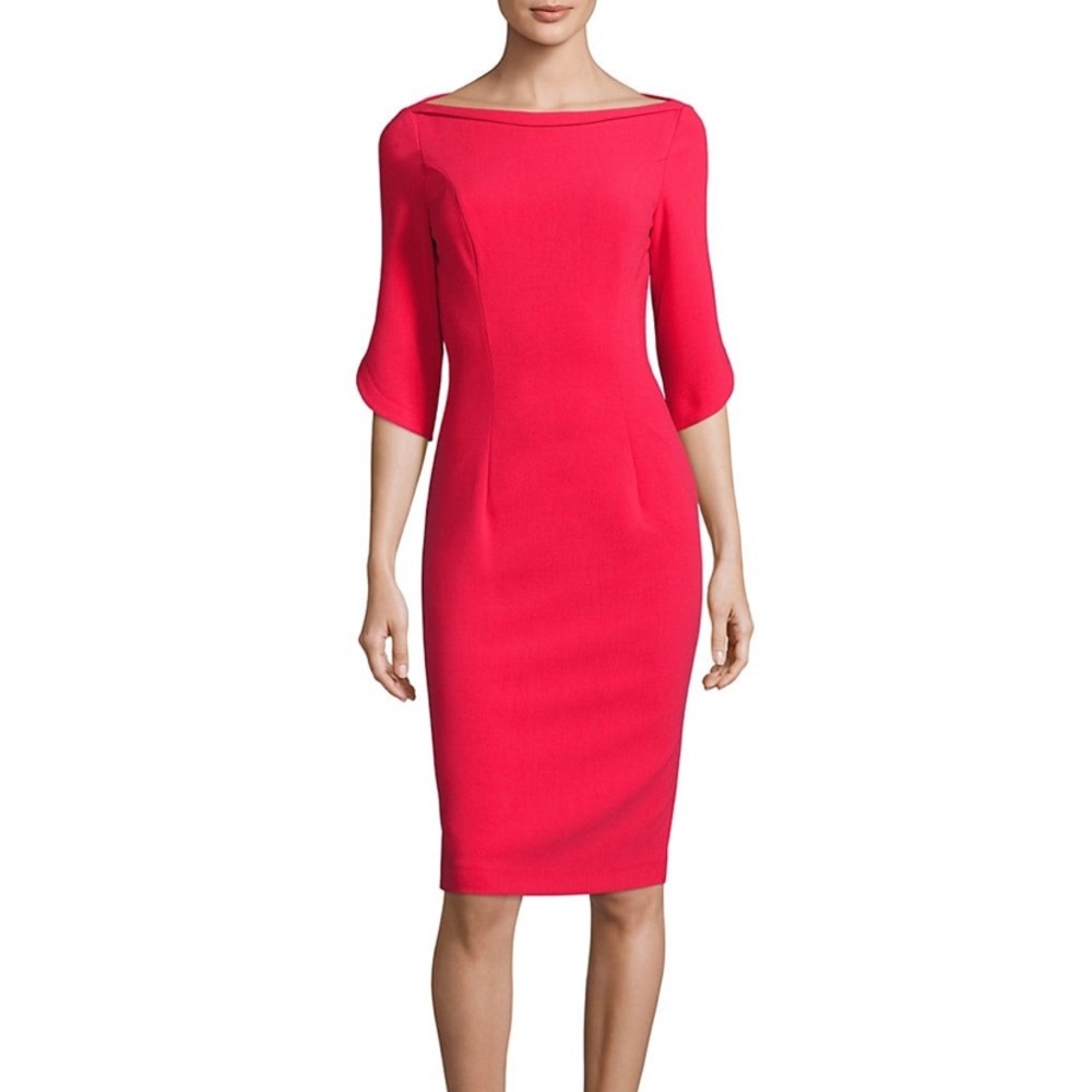 Black Halo bold pink petal sleeve boatneck dress